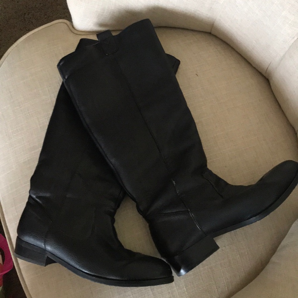 Slouch black knee high boots